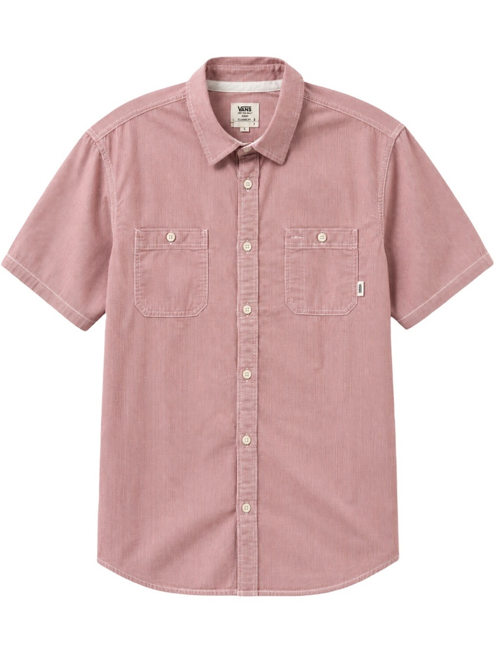 Vans Off the Wall Red pinstripe cotton casual Button Up short sleeve shirt (L)